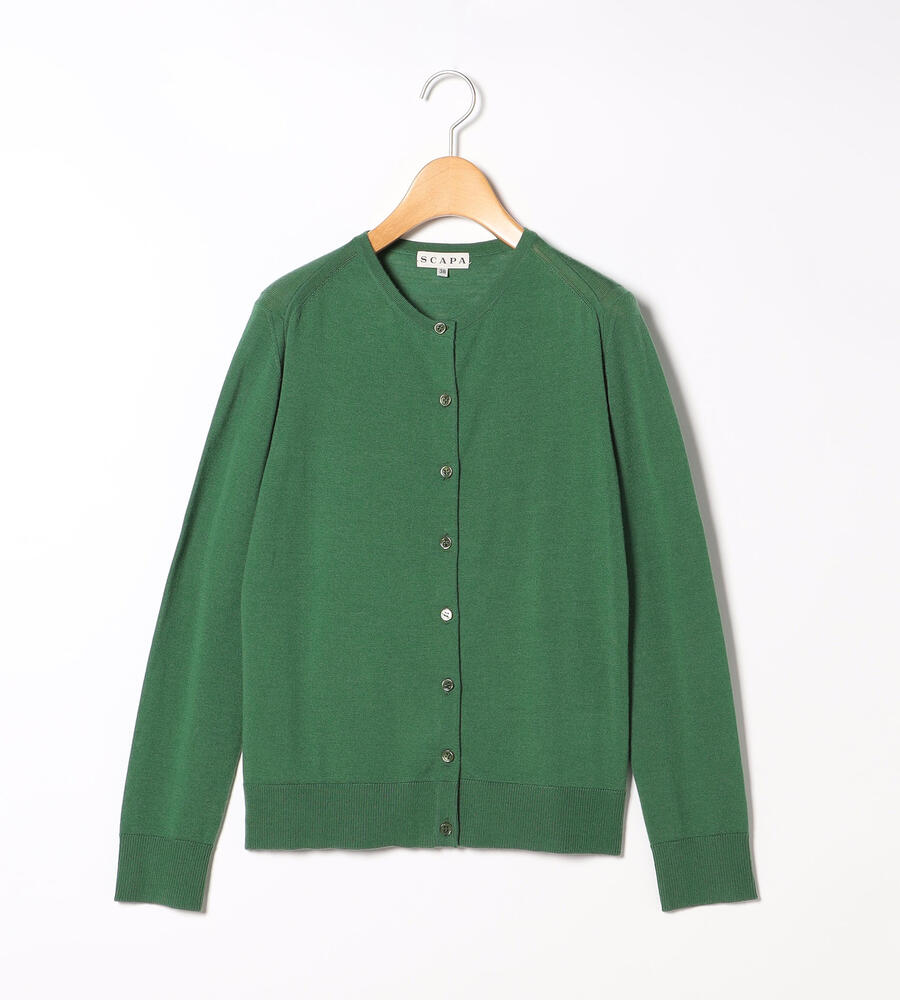 スカーラリブニットトレンカ　グリーン　L 新品 セール】 【洗えるニット】袖シアーリブニット （ニット