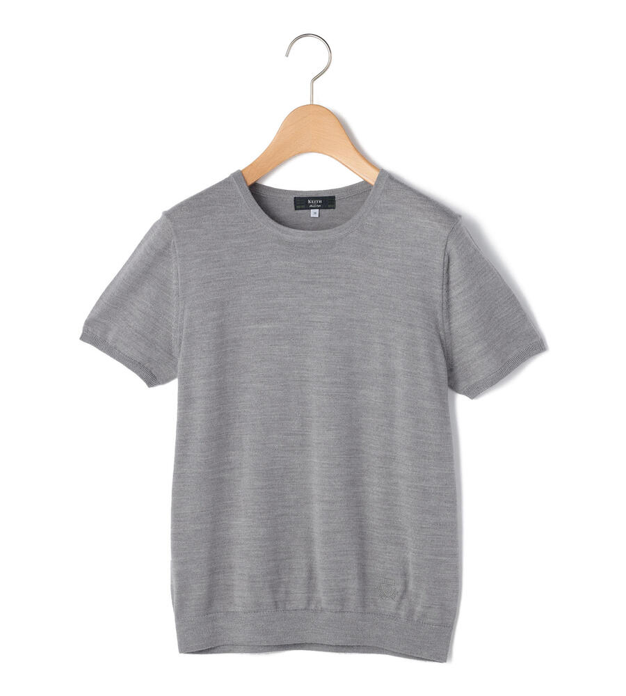 ATTISESSION ショートスリーブニット　カップスリーブ　グレー ATTISESSION ショートスリーブニット カップスリーブ グレー