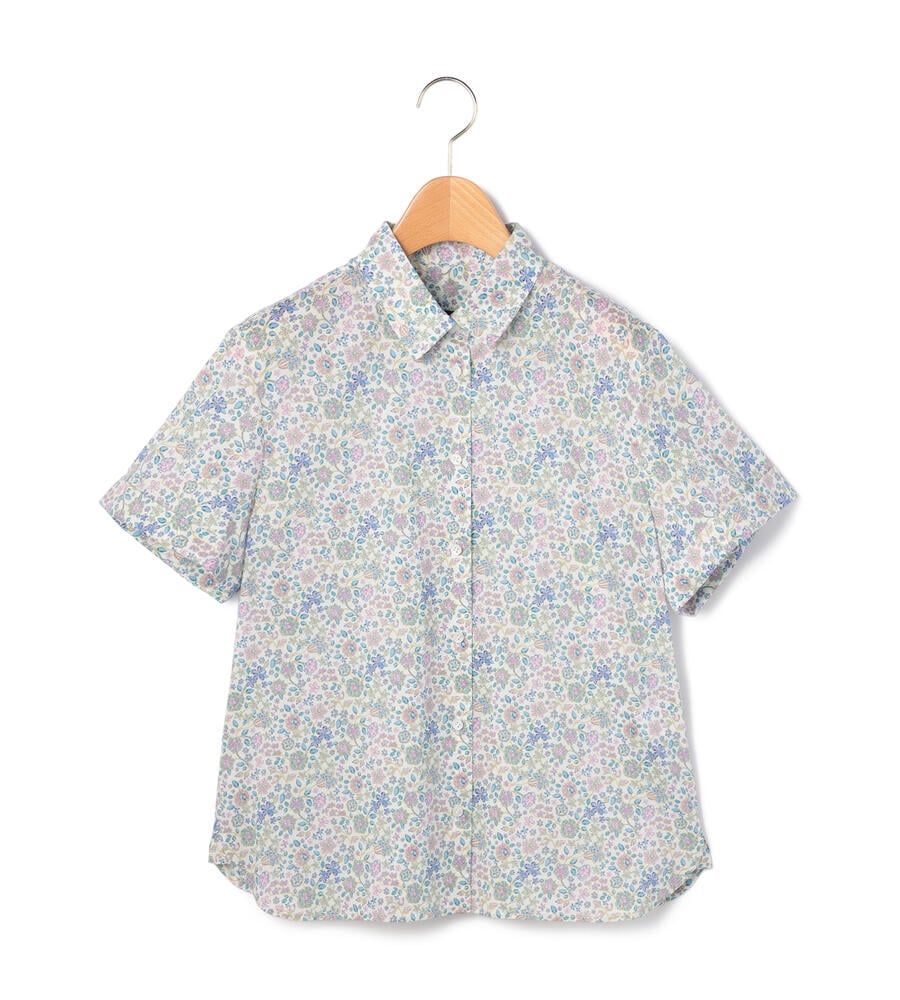 Lサイズ】LIBERTYプリントブルージェムストーンシャツブラウス